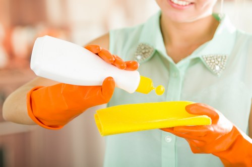 Cleaners assessing a flat for a tailored carpet cleaning estimate