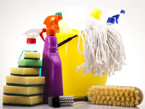 Supervisor reviewing health and safety measures during carpet cleaning work